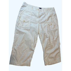 American Colors Womens Cargo Pant High Rise 100% Cotton White Size 44